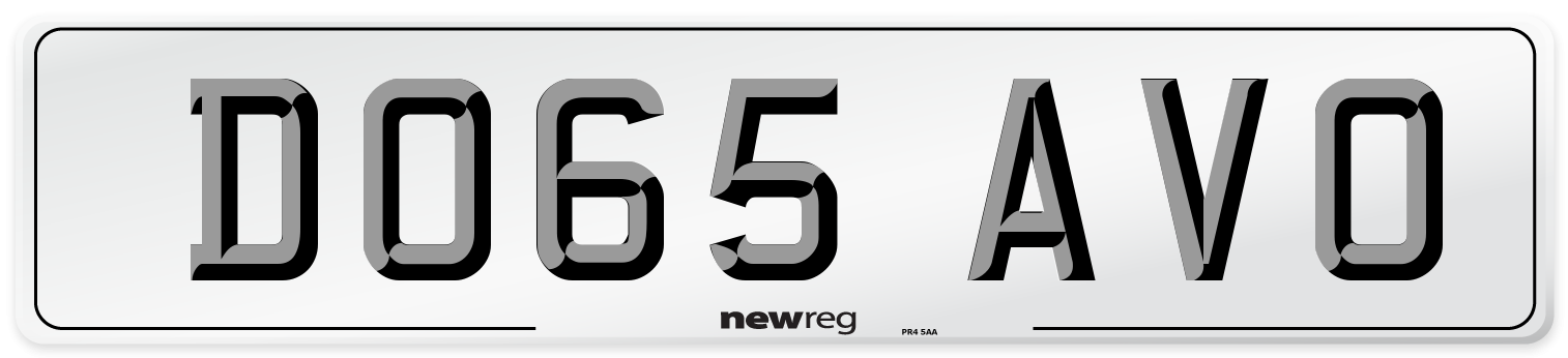 DO65 AVO Number Plate from New Reg
